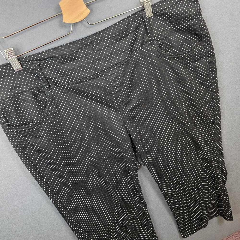 Great Northwest Indigo Plus Mini Polka Dot Capri Pants Black White 18W NICE